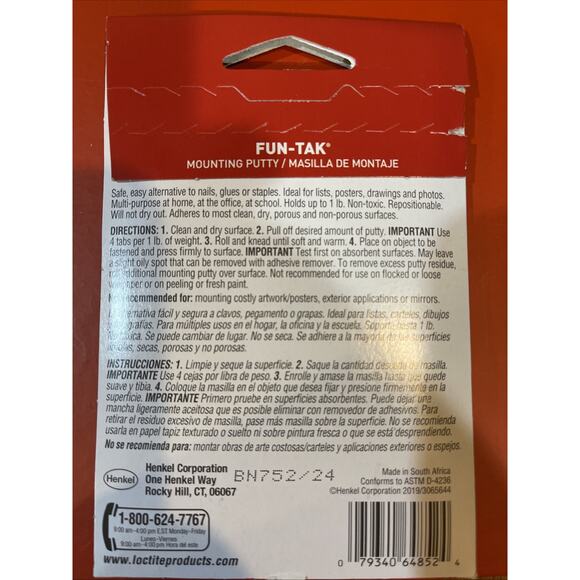 Loctite Fun Tak Reusable Mounting Putty No Holes Non Toxic Removable Adhesive - Picture 2 of 2
